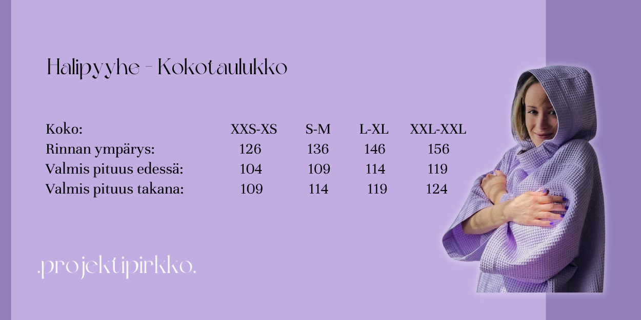 Projektipirkko.fi Halipyyhkeen kokotaulukko