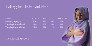 Halipyyhe kokotaulukko aikuiset www.projektipirkko.fi kylpytakki saunatakki pyyheanorakki pyyhehuppari